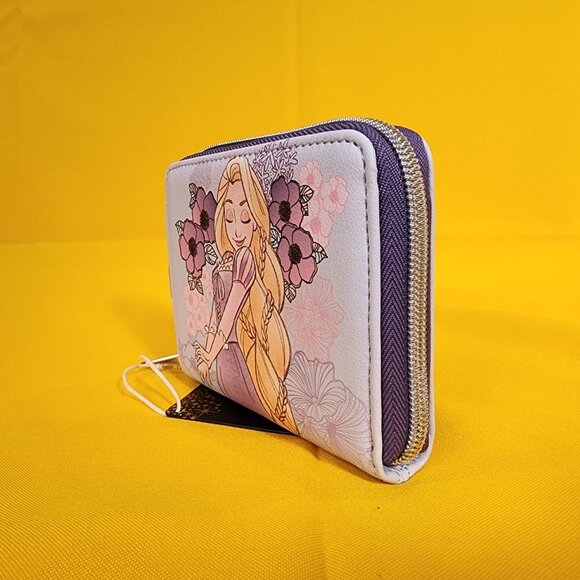Loungefly Disney Princess Tangled Rapunzel Pastel Flowers Mini Zipper Wallet NEW - Picture 6 of 12